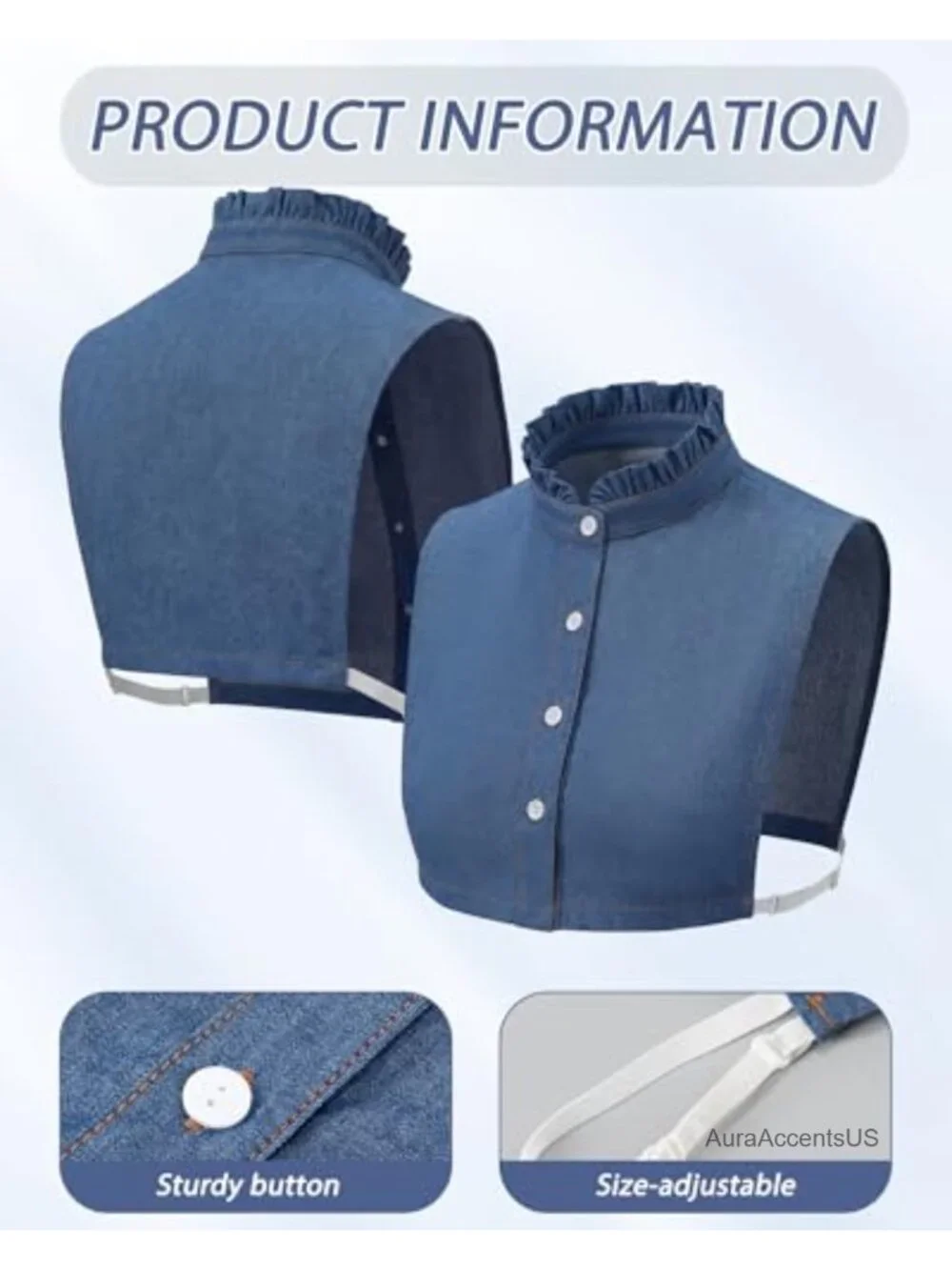 Denim Dickey Collar Faux Shirt Half Blouse Detachable Collar Choker Top